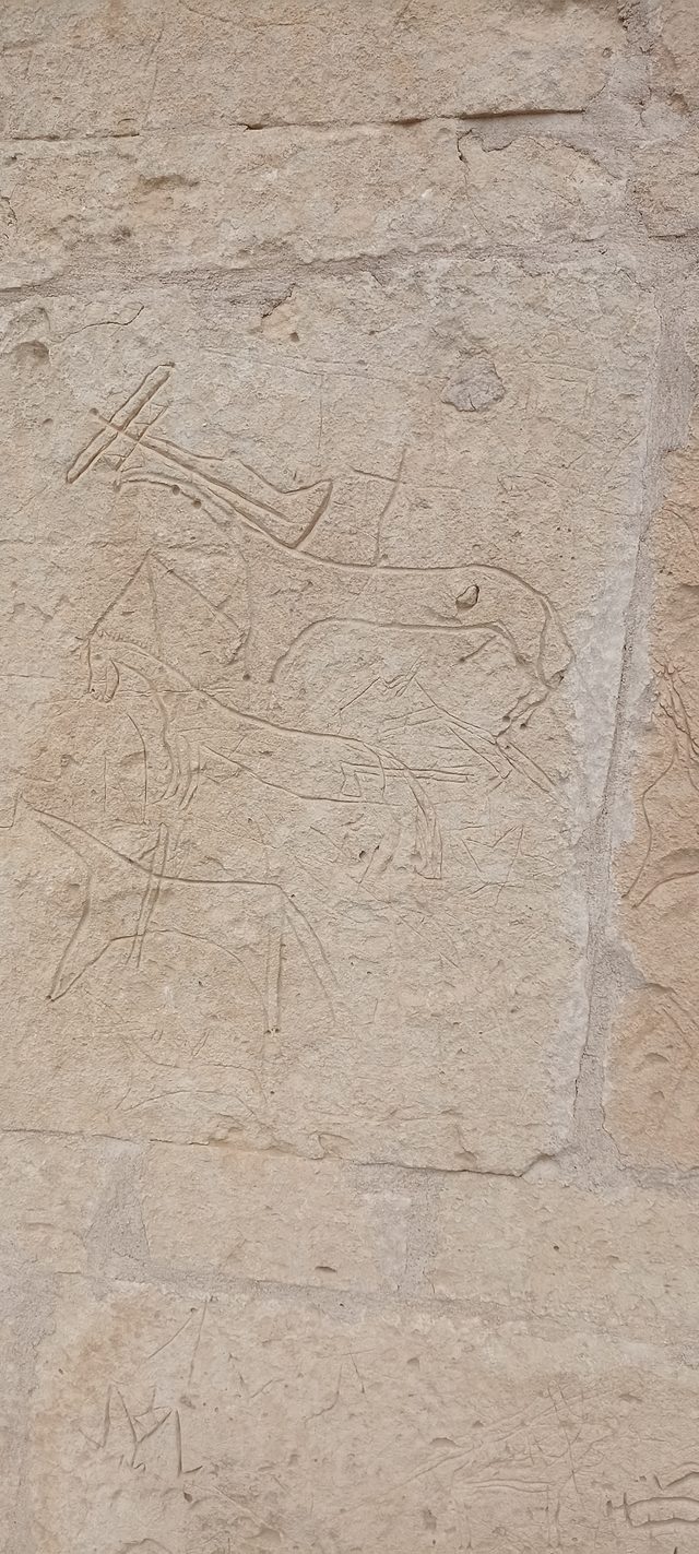 Петроглифы Шакпак-Ата: кони со всадниками и знаки, процарапанные на камне.
